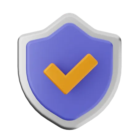 Check Shield Protection  3D Icon