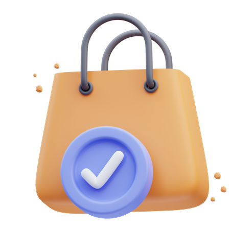 Check Shopping Bag  3D Icon