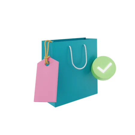 Check Shopping Bag  3D Icon