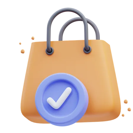 Check Shopping Bag  3D Icon