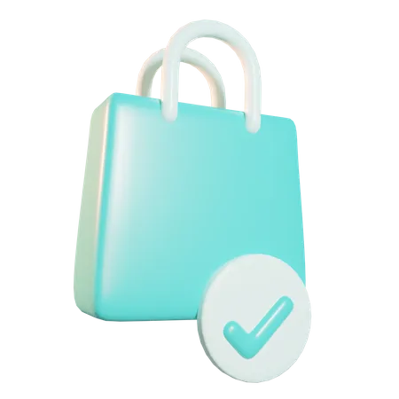 Check Shopping Bag  3D Icon