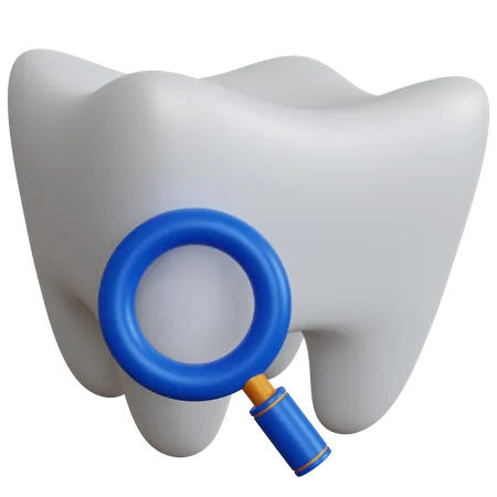 Dente Branco De Renderizacao 3 D Com Uma Lupa Isolada 3D Icon
