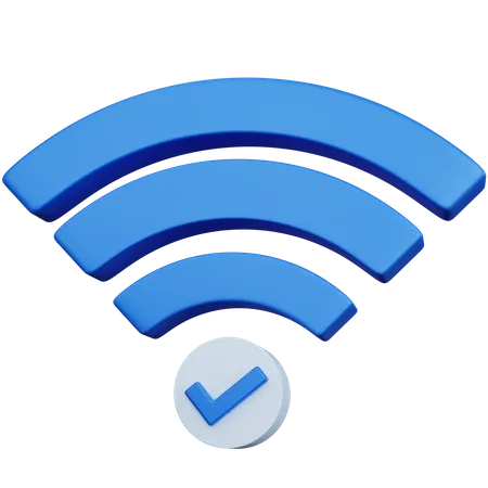 3 D Rendering Blue Wifi With Tick Icon Isolated 3D Icon