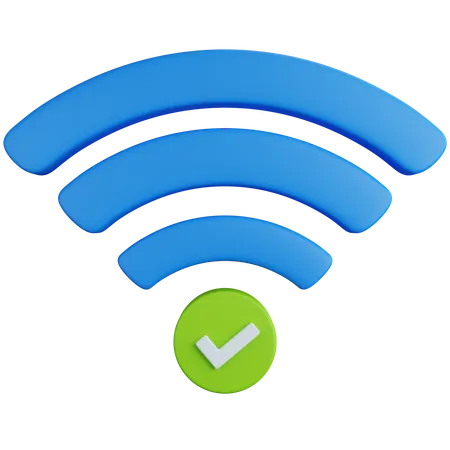 3 D Rendering Wifi Symbol With Check Mark Isolated 3D Icon