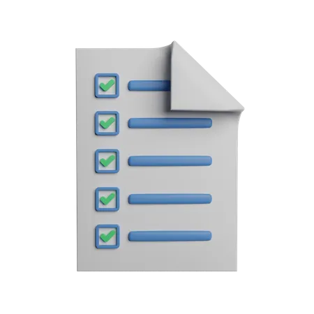 File Document Checklist 3D Illustration