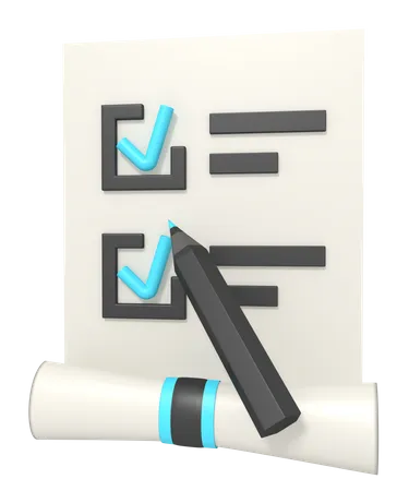 Checklist Learning School With Pencile 3D Icon