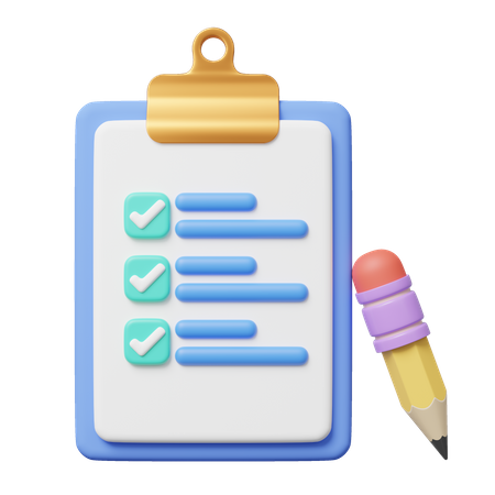 Checklist And Pencil  3D Icon
