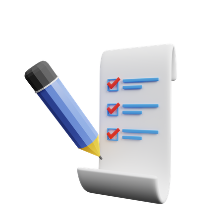 Checkliste und Bleistift  3D Icon