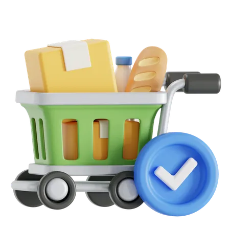 Checkout with shopping trolley  3D Icon