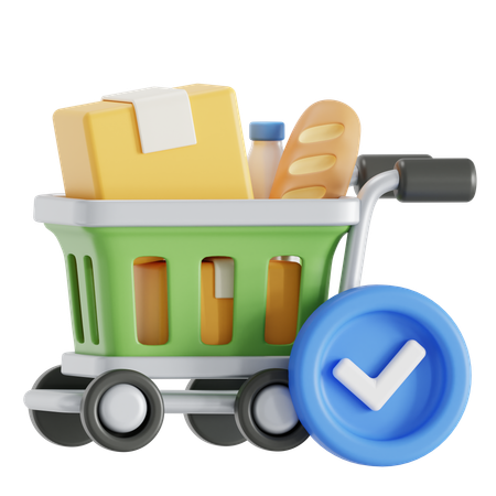 Checkout with shopping trolley  3D Icon