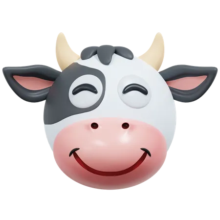 Cheeky Smile Cow Emoticon 3 D Icon Illustration 3D Icon