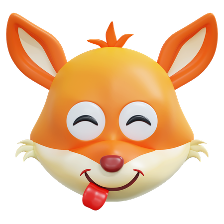 Cheeky Smile Fox Emoticon  3D Icon