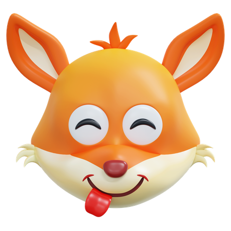 Cheeky Smile Fox Emoticon  3D Icon