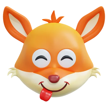 Cheeky Smile Fox Emoticon  3D Icon