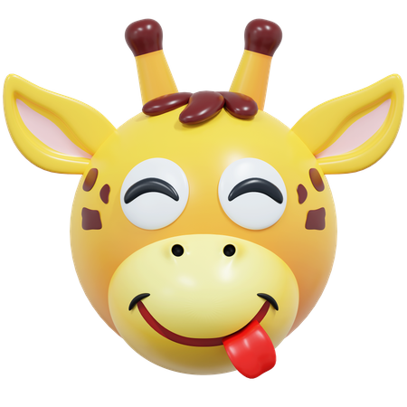 Cheeky Smile Giraffe Emoticon  3D Icon