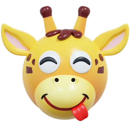 Cheeky Smile Giraffe Emoticon 3 D Icon Illustration 3D Icon
