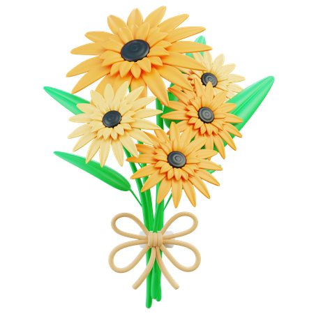 明るいガーベラの花束  3D Icon