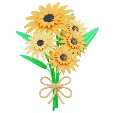 明るいガーベラの花束  3D Icon