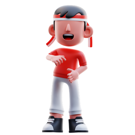 Cheerful Indonesian Kid  3D Icon