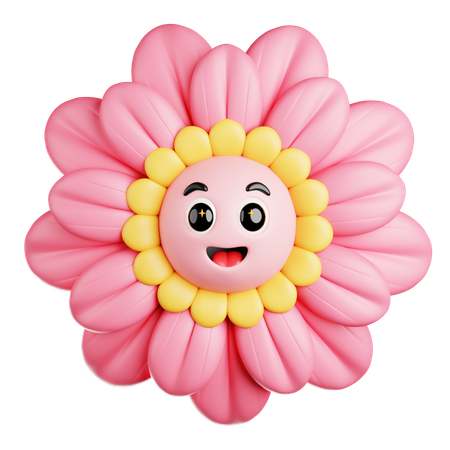 Cheerful Pink Gerbera  3D Icon