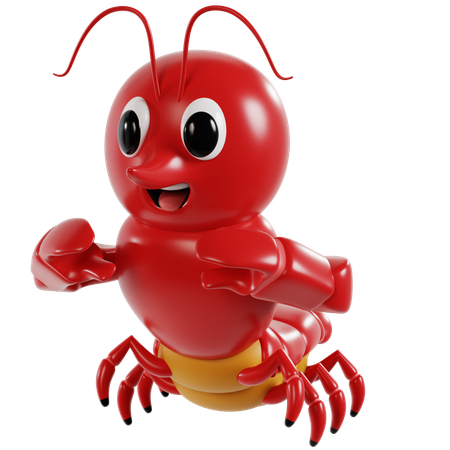 Cheerful Red Lobster  3D Icon