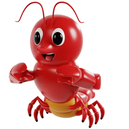 Cheerful Red Lobster  3D Icon