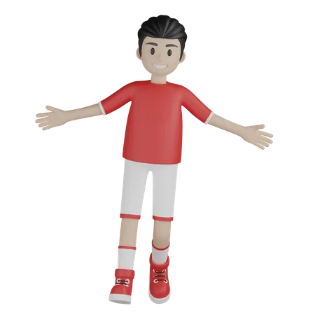 Cheerful sportsman  3D Illustration