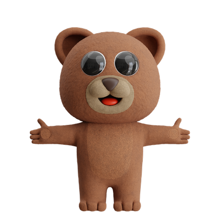 쾌활하게 서 있는 곰  3D Illustration