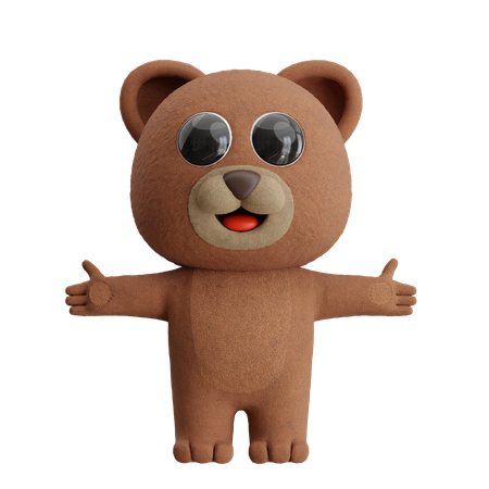 Cheerful Standing Bear  3D Illustration