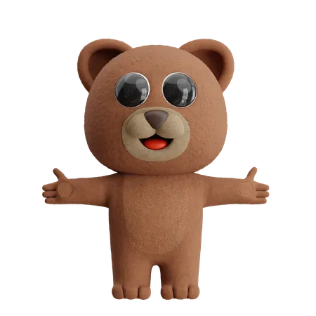 Cheerful Standing Bear  3D Illustration