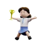 Cheerful student holding trophy