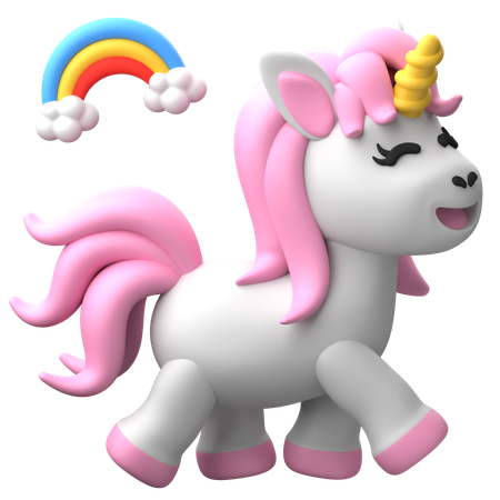 Cheerful Unicorn  3D Icon