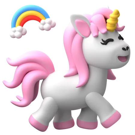 Cheerful Unicorn  3D Icon