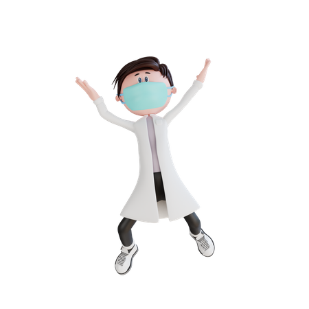 Cheerful young doctor  3D Illustration