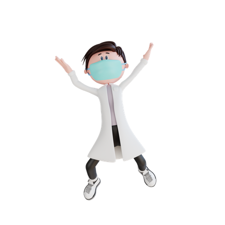 Cheerful young doctor 3D Illustration