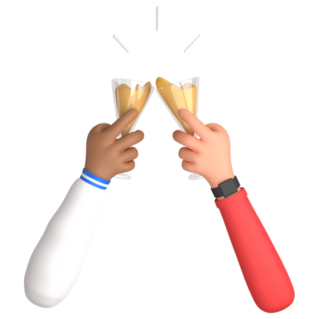 Cheers with friend 3D Illustration