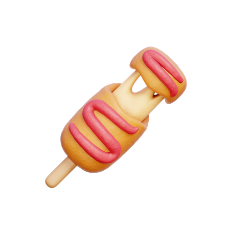 Cheese Corn Dog  3D Icon