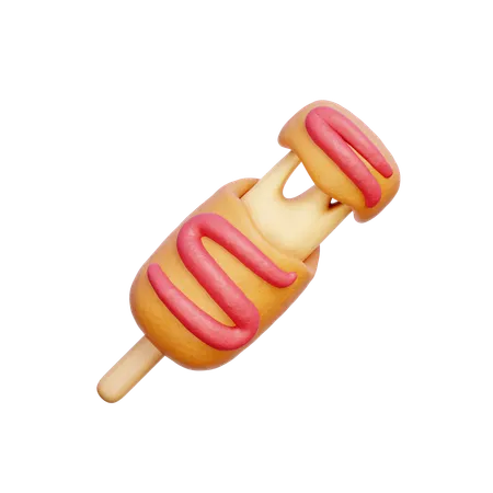 Cheese Corn Dog  3D Icon