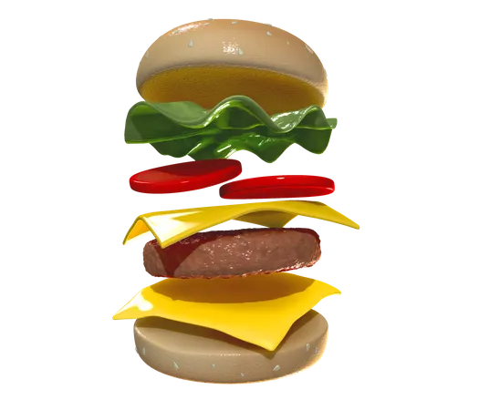 Cheeseburger  3D Illustration
