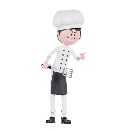 Chef Angry Pose And Standing  3D Illustration