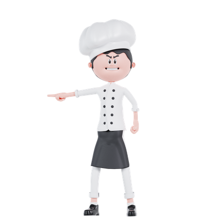 Chef Angry Pose While Pointing  3D Icon