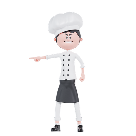 Chef Angry Pose While Pointing  3D Illustration