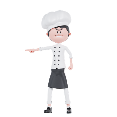 Chef Angry Pose While Pointing  3D Illustration