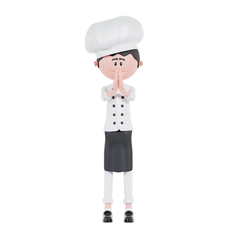 Chef Apologetically Pose  3D Illustration