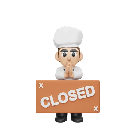 Chef Apologise for close restaurant  3D Illustration