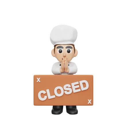 Chef Apologise for close restaurant 3D Illustration