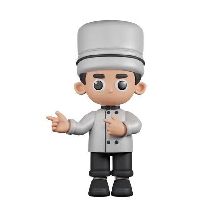 Chef apontando o dedo na direção  3D Illustration