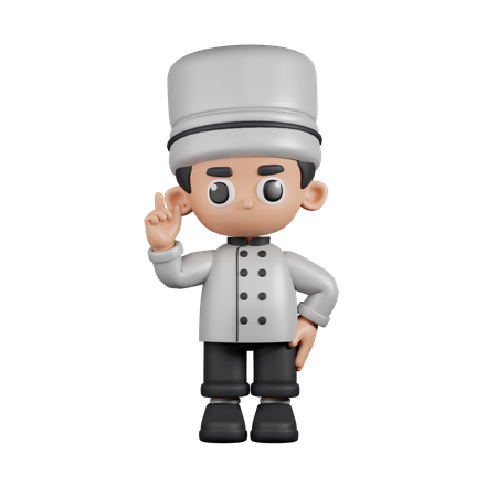 Chef apontando para cima  3D Illustration