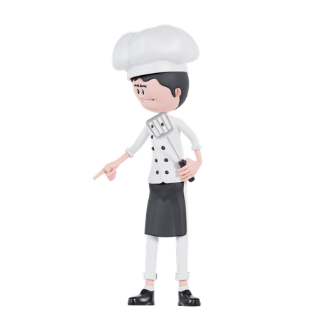 Chef apontando para o canto inferior direito  3D Icon