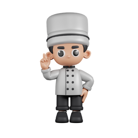 Chef apuntando hacia arriba  3D Illustration